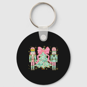 Coquette Pink Bow Nutcracker Christmas Tree Preppy Key Ring