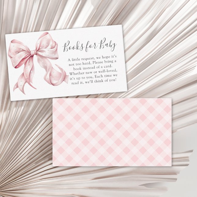 Coquette Pink Bow Pearl Baby Shower Books for Baby Enclosure Card (Creator Uploaded)