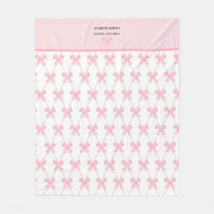 Coquette Pink Bow Personalised Fleece Blanket