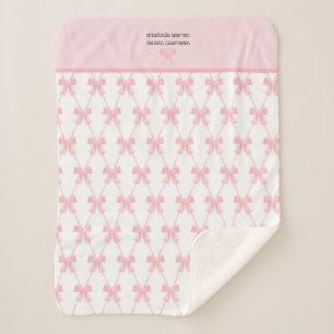 Coquette Pink Bow Personalised Sherpa Blanket