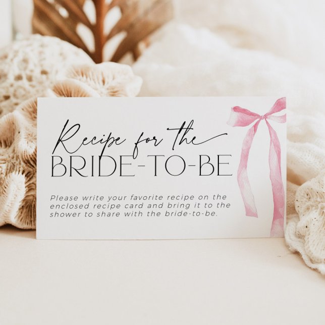 Coquette Pink Bow Recipe for Bride-to-be Request Enclosure Card (Creator Uploaded)