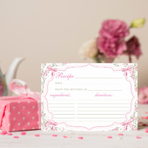 Coquette Pink Bow Recipe for the Bride RecipeCard