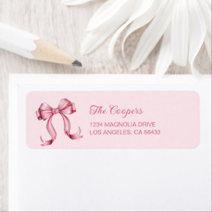 Coquette Pink Bow Return Address Label