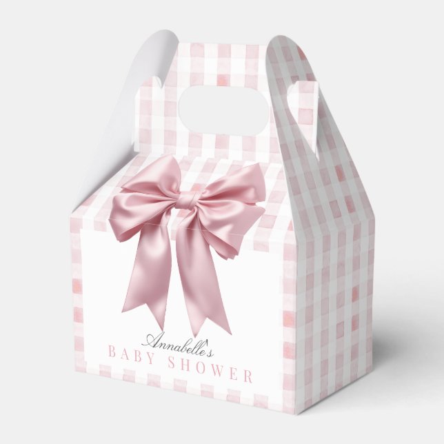 Coquette Pink Bow Ribbon Girl Baby Shower Favour Box (Front Side)