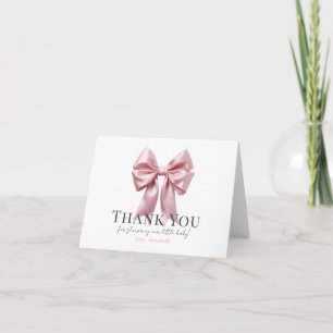 Coquette Pink Bow Ribbon Girl Baby Shower Thank You Card