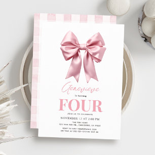 Coquette Pink Bow Ribbon Girl Birthday Invitation