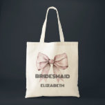 Coquette pink Bow Ribbon Personalised Bridesmaid  Tote Bag<br><div class="desc">Coquette Bow Ribbon Personalised Bridesmaid girly Tote Bag</div>