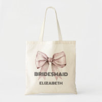 Coquette pink Bow Ribbon Personalised Bridesmaid