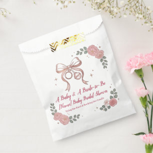 Coquette Pink Bow & Roses Joint Baby and Bridal Favour Bag