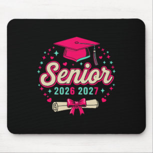 Coquette Pink Bow Senior 2026 2027 Graduation Mouse Pad