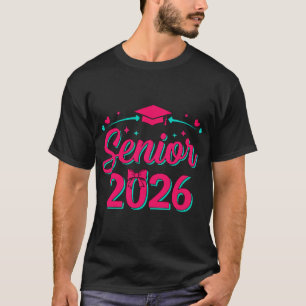 Coquette Pink Bow Senior 2026 Cl Of Graduation  T-Shirt