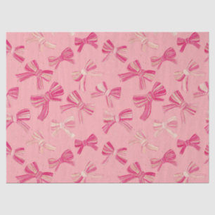 Coquette Pink Bow Stripe Seamless Pattern Tissue Paper