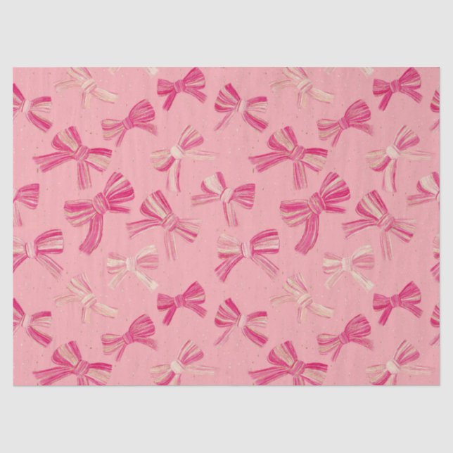Coquette Pink Bow Stripe Seamless Pattern Tissue Paper (Front)