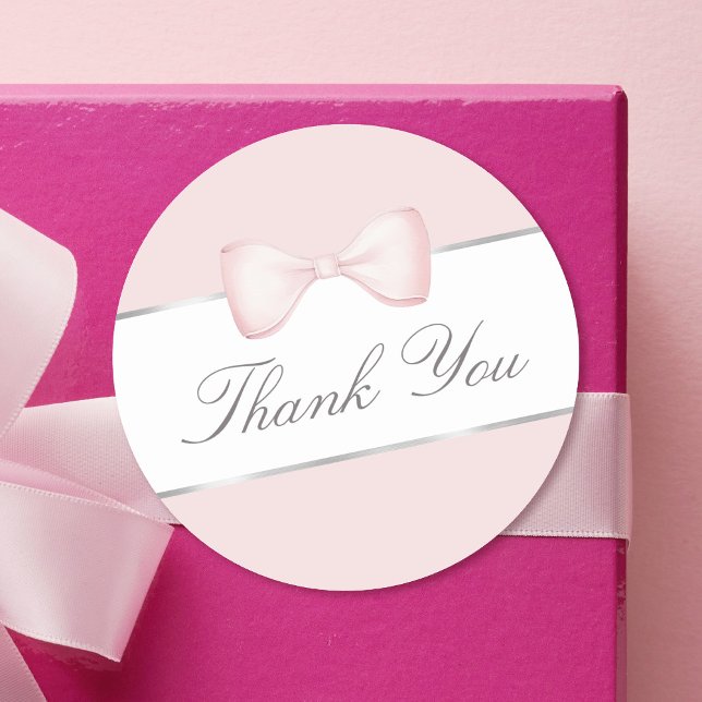 Coquette pink bow thank you sticker (Creator Uploaded)