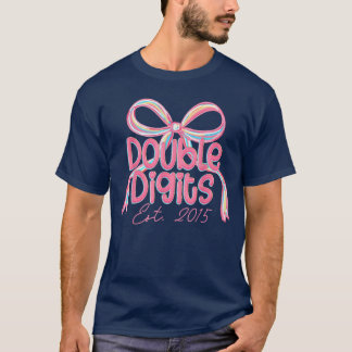 Coquette Pink Bowen Double Digits 10th Birthday Es T-Shirt