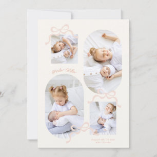 coquette pink bows collage 4 photo Girl baby Announcement