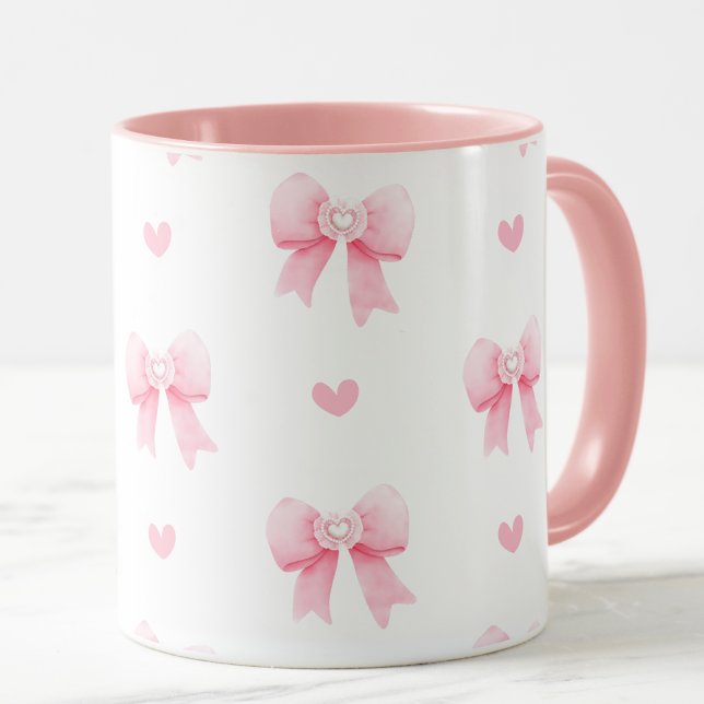 Coquette Pink Bows & Hearts Mug (Creator Uploaded)