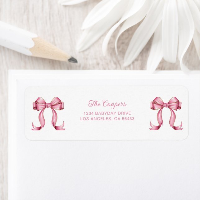 Coquette Pink Bows Return Address Return Address Label (Insitu)