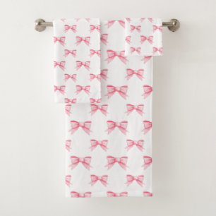 Coquette Pink Bows Ribbons Seamless Pattern Bath Towel Set
