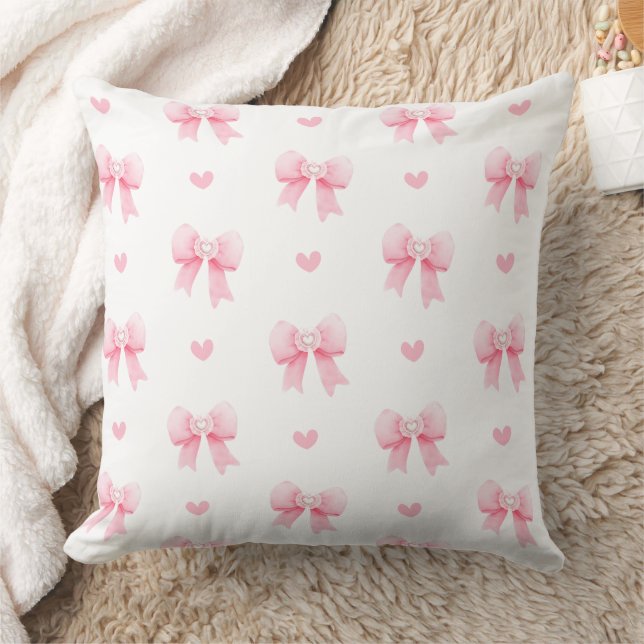 Coquette Pink Bows Ribbons Seamless Pattern  Cushion (Blanket)