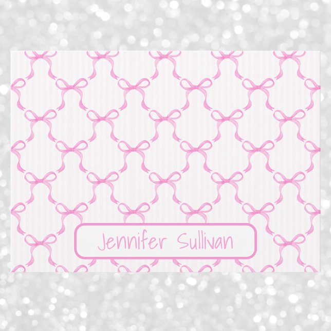 Coquette Pink Bows Striped Elegant Personalized  Card (Creator Uploaded)