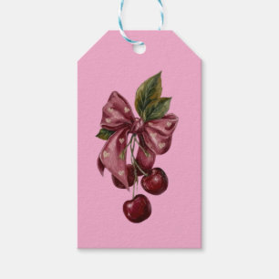 Coquette Pink Cherry Ribbon Lumbar Pillow Gift Tags