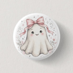 Coquette Pink Ghost First Birthday Paper Plates 3 Cm Round Badge
