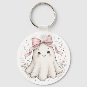 Coquette Pink Ghost First Birthday Paper Plates Key Ring