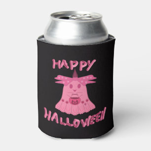 Coquette Pink Ghost Happy Halloween Digital Art Can Cooler