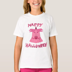 Coquette Pink Ghost Happy Halloween Digital Art T-Shirt