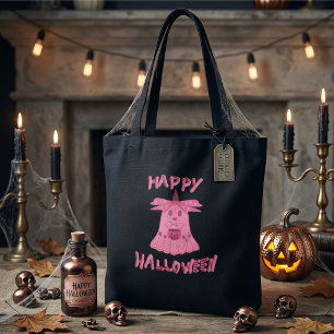 Coquette Pink Ghost Happy Halloween Digital Art Tote Bag