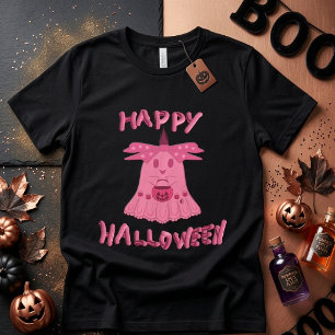 Coquette Pink Ghost Happy Halloween Digital Art Tri-Blend Shirt
