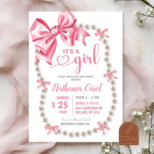 Coquette Pink Girl Baby Shower Invitation