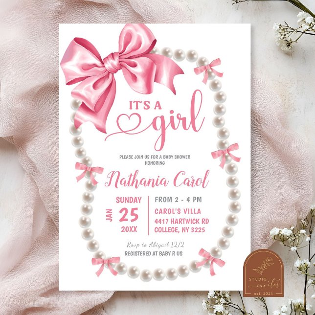 Coquette Pink Girl Baby Shower Invitation (Creator Uploaded)