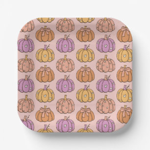 Coquette Pink Halloween Party Girly Pumpkin Preppy Paper Plate