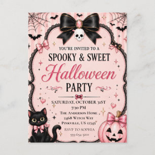Coquette Pink Halloween Party Postcard