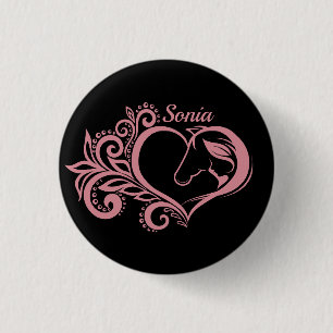 Coquette Pink Heart Horse Girl Feminine Elegant 3 Cm Round Badge