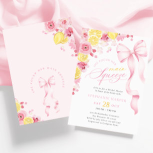Coquette Pink Lemon Bridal Shower Invitation