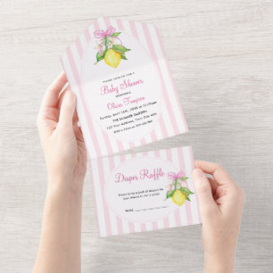 Coquette Pink Lemons Baby Shower All In One Invitation