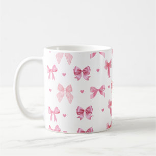 Coquette Pink Pattern Cute Girly Ribbon Coffee Mug
