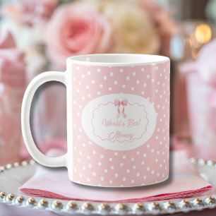 Coquette Pink Polka Dot World’s Best Mummy Photo Coffee Mug