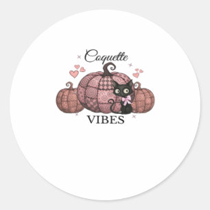Coquette Pink Pumpkin Cat Classic T-Shirt Classic Round Sticker