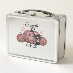 Coquette Pink Pumpkin Cat Classic T-Shirt Metal Lunch Box