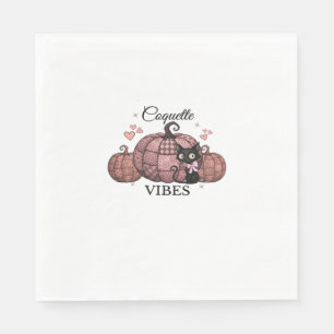 Coquette Pink Pumpkin Cat Oversized T-Shirt Napkin