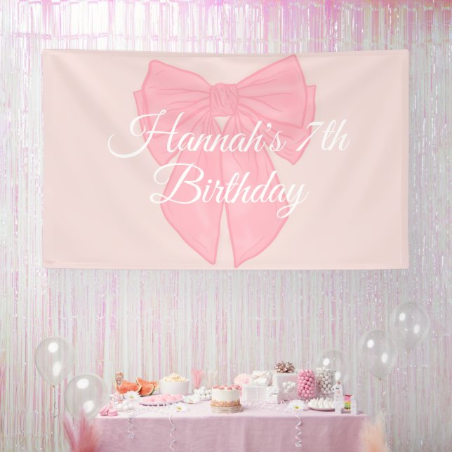 Coquette Pink Ribbon Bow Banner (Party)
