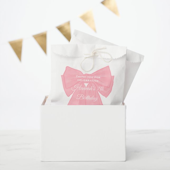 Coquette Pink Ribbon Bow Favour Bag (Party)