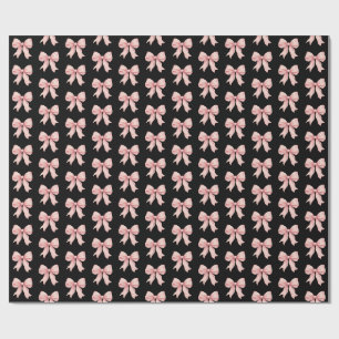 Coquette Pink Ribbon Bow Pattern Wrapping Paper