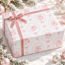 Coquette Pink Rose Bow Watercolor Pattern