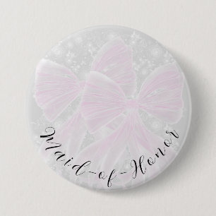 Coquette pink sheer bows-Maid-of-Honor 7.5 Cm Round Badge