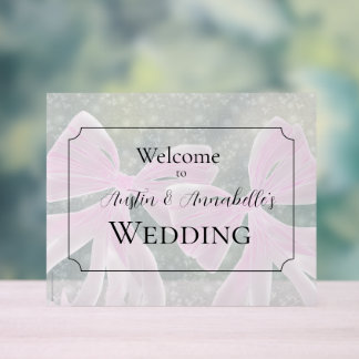 Coquette Pink sheer bows Wedding welcome sign